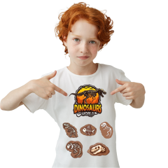 Çocuk T-shirt Beyaz 'Dinozor1' Baskılı