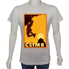 Unisex T-shirt Beyaz 'Kamp&Macera / Dağcı2' Baskılı