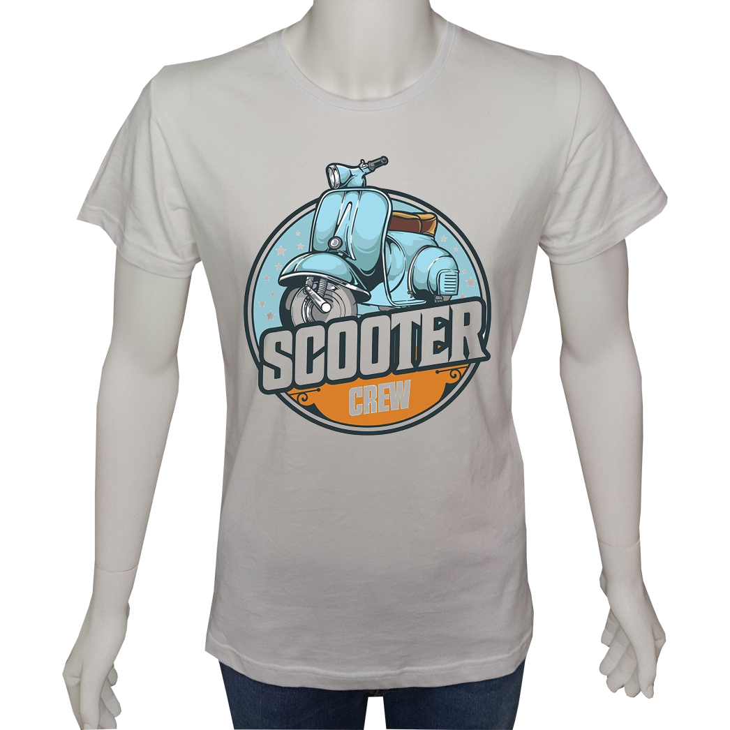 Unisex T-shirt Beyaz 'Moto / Scooter3' Baskılı