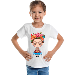 Çocuk T-shirt Beyaz 'Frida1' Baskılı