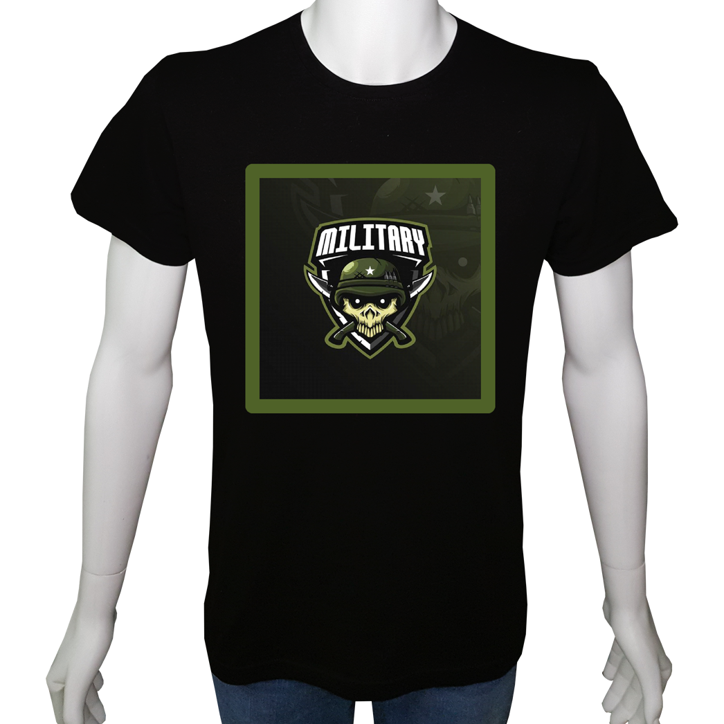 Unisex T-shirt Siyah 'Asker&Taktik / Asker7' Baskılı