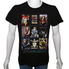 Unisex T-shirt Siyah 'Müzik/BonJovi1' 2Baskılı