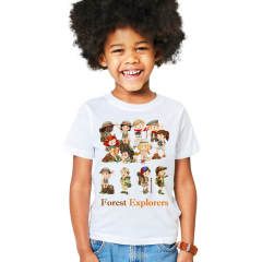 Çocuk T-shirt Beyaz 'Orman Kaşifleri1' Baskılı
