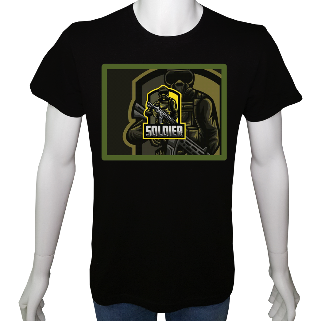 Unisex T-shirt Siyah 'Asker&Taktik / Asker9' Baskılı