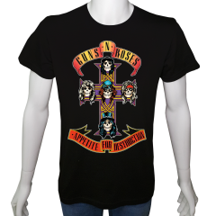 Unisex T-shirt Siyah 'Müzik/GNR2' 2Baskılı