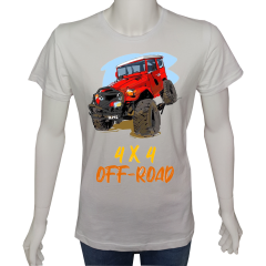 Unisex T-shirt Beyaz 'Kamp&Macera / OffRoad1' Baskılı