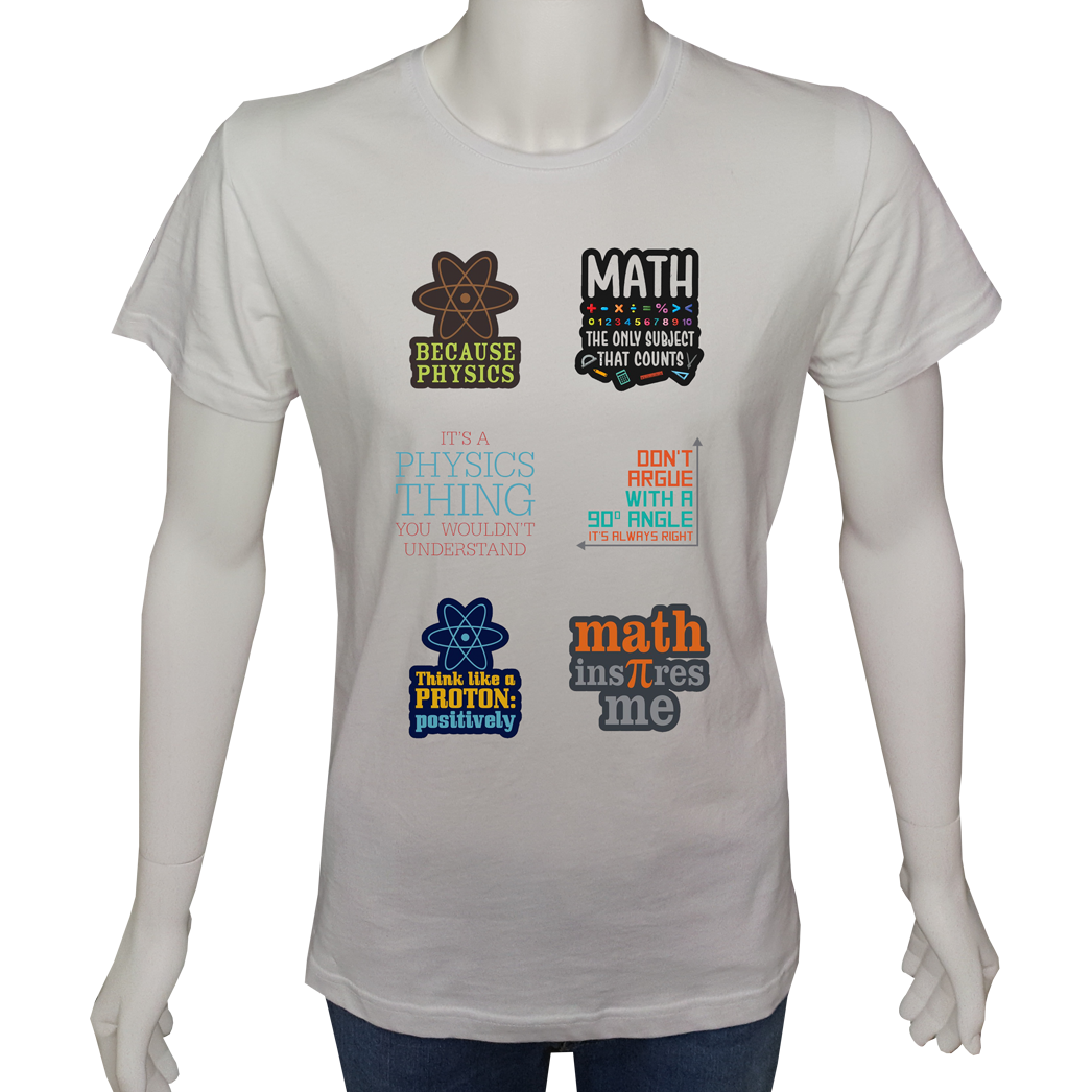 Unisex T-shirt Beyaz 'Bilim Kulübü / Bilim9' Baskılı