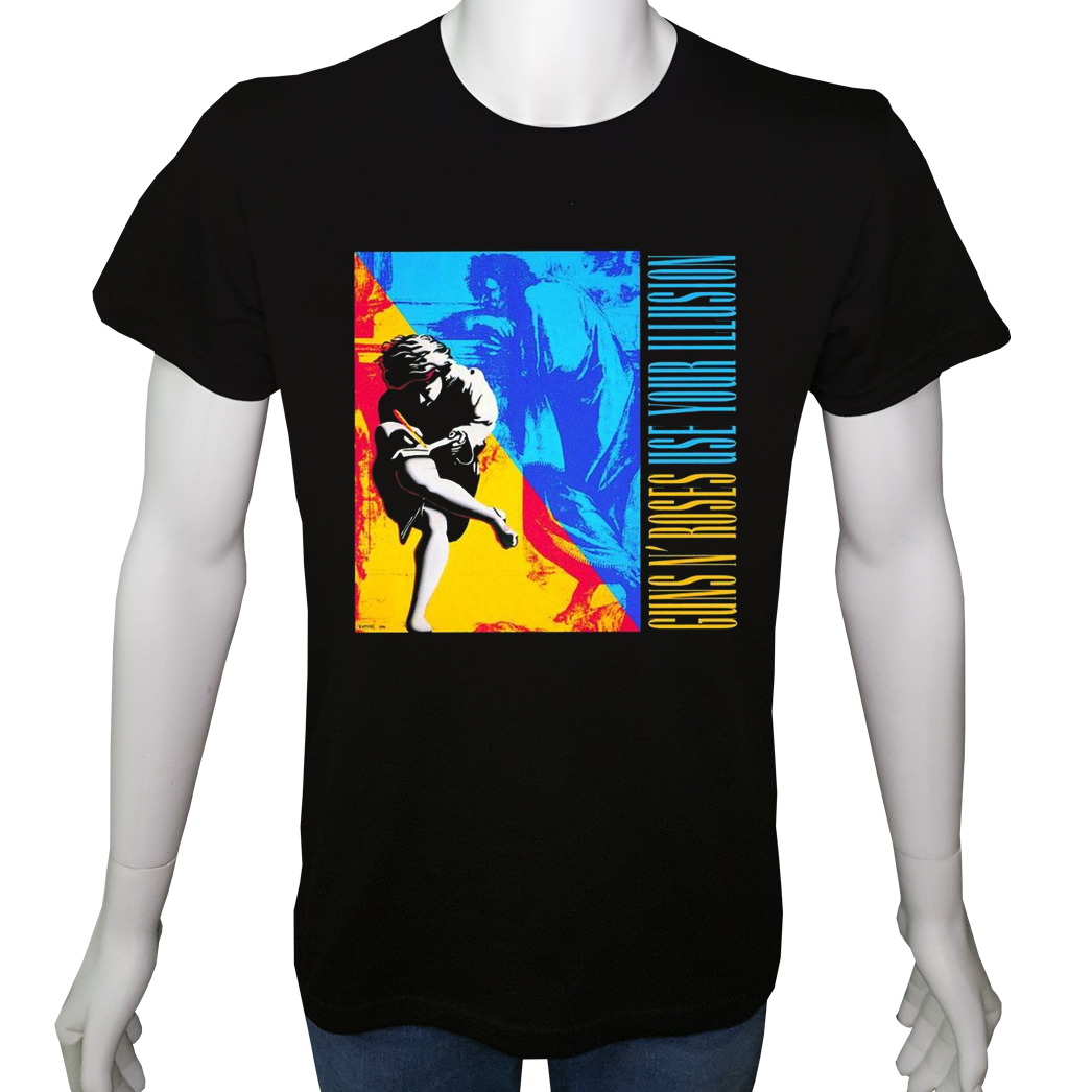 Unisex T-shirt Siyah 'Müzik/GNR3' 2Baskılı