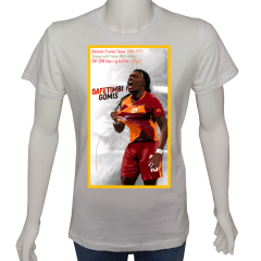 Unisex T-shirt Beyaz 'Fanatik Taraftar/B.Gomis1' Baskılı