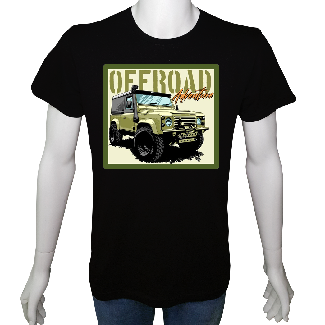 Unisex T-shirt Siyah 'Kamp&Macera / OffRoad3' Baskılı