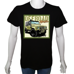 Unisex T-shirt Siyah 'Kamp&Macera / OffRoad3' Baskılı