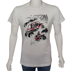 Unisex T-shirt Beyaz 'Moto / ATV1' Baskılı