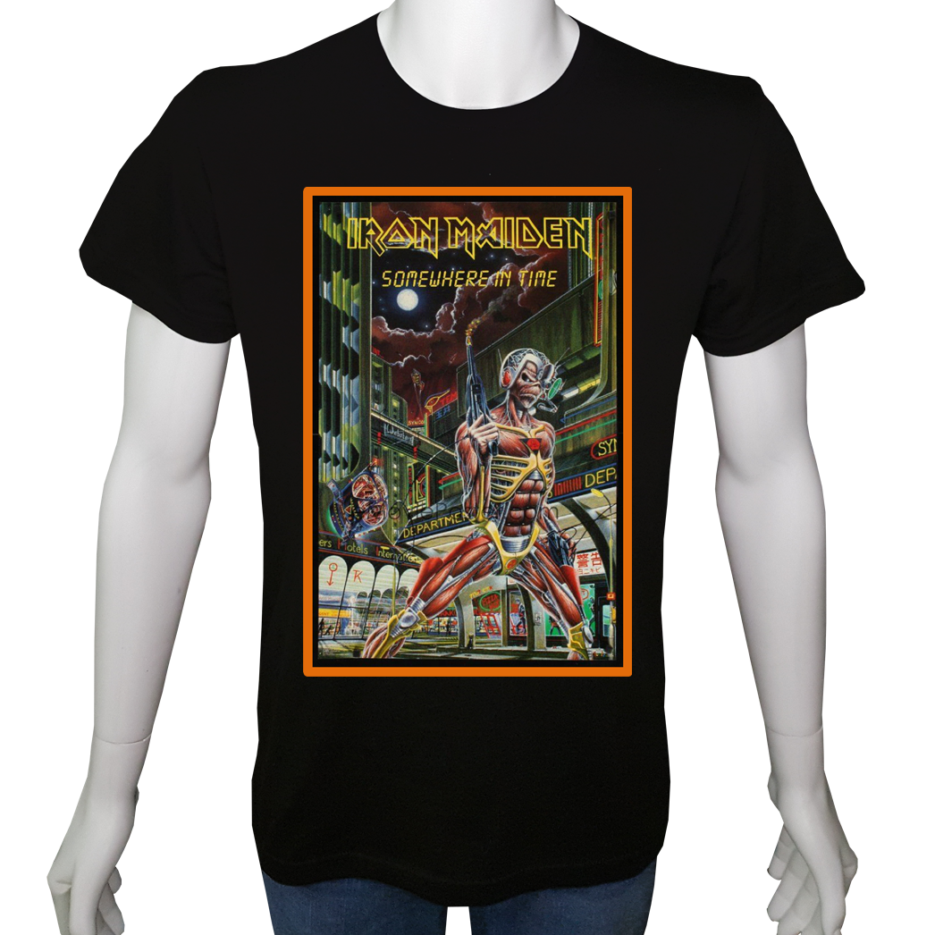 Unisex T-shirt Siyah 'Müzik/IronMaiden2' Baskılı