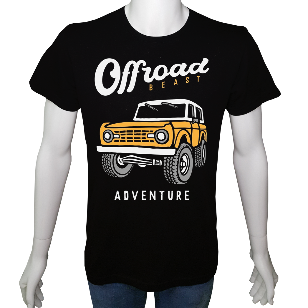 Unisex T-shirt Siyah 'Kamp&Macera / OffRoad4' Baskılı