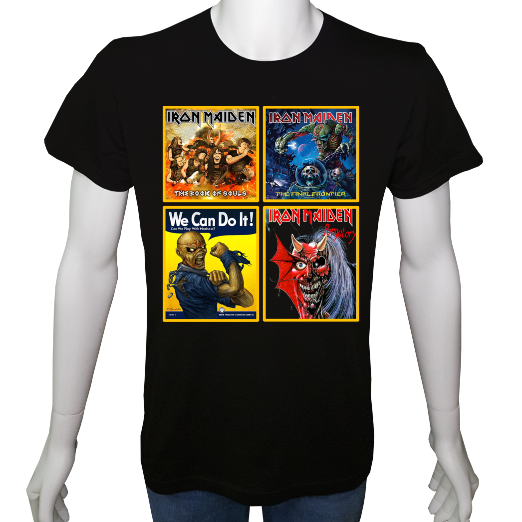 Unisex T-shirt Siyah 'Müzik/IronMaiden3' 2Baskılı