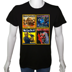 Unisex T-shirt Siyah 'Müzik/IronMaiden3' 2Baskılı
