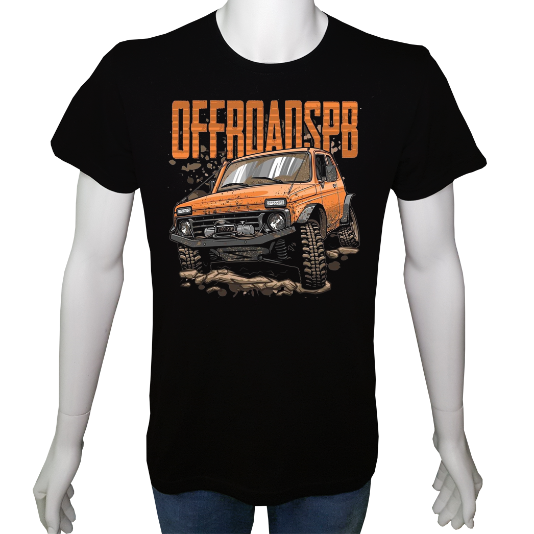 Unisex T-shirt Siyah 'Kamp&Macera / OffRoad5' Baskılı
