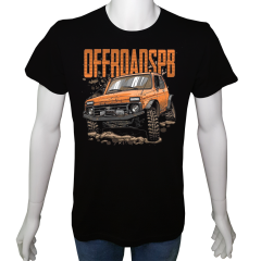 Unisex T-shirt Siyah 'Kamp&Macera / OffRoad5' Baskılı