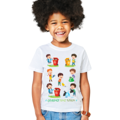 Çocuk T-shirt Beyaz 'Çevremizi temiz tutalım2' Baskılı