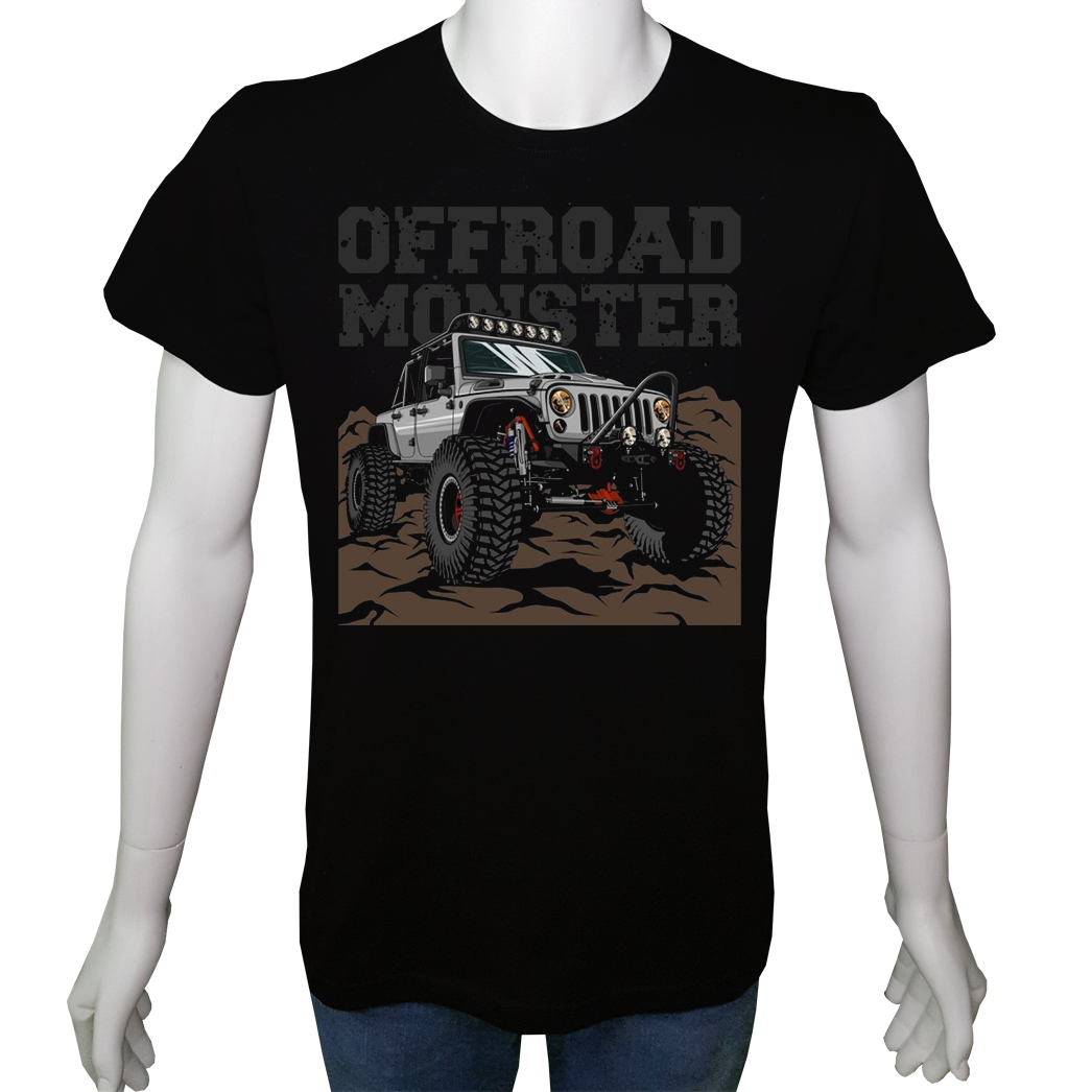 Unisex T-shirt Siyah 'Kamp&Macera / OffRoad6' Baskılı