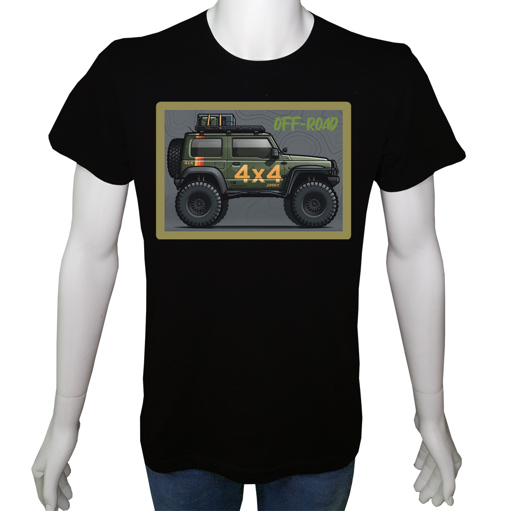 Unisex T-shirt Siyah 'Kamp&Macera / OffRoad7' Baskılı