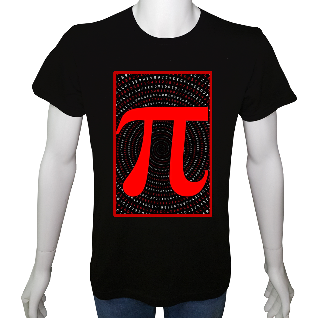 Unisex T-shirt Siyah 'Bilim Kulübü / Pi Sayısı1' Baskılı