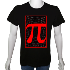 Unisex T-shirt Siyah 'Bilim Kulübü / Pi Sayısı1' Baskılı