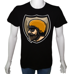 Unisex T-shirt Siyah 'Moto / Moto9' 2Baskılı