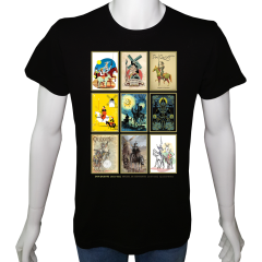 Unisex T-shirt Siyah 'PopArt / Don Kişot1' Baskılı
