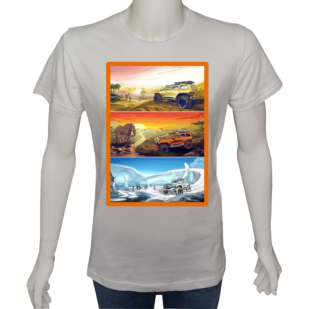 Unisex T-shirt Beyaz 'Kamp&Macera / OffRoad9' Baskılı