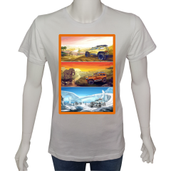 Unisex T-shirt Beyaz 'Kamp&Macera / OffRoad9' Baskılı