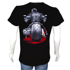Unisex T-shirt Siyah 'Moto / Moto10' 2Baskılı