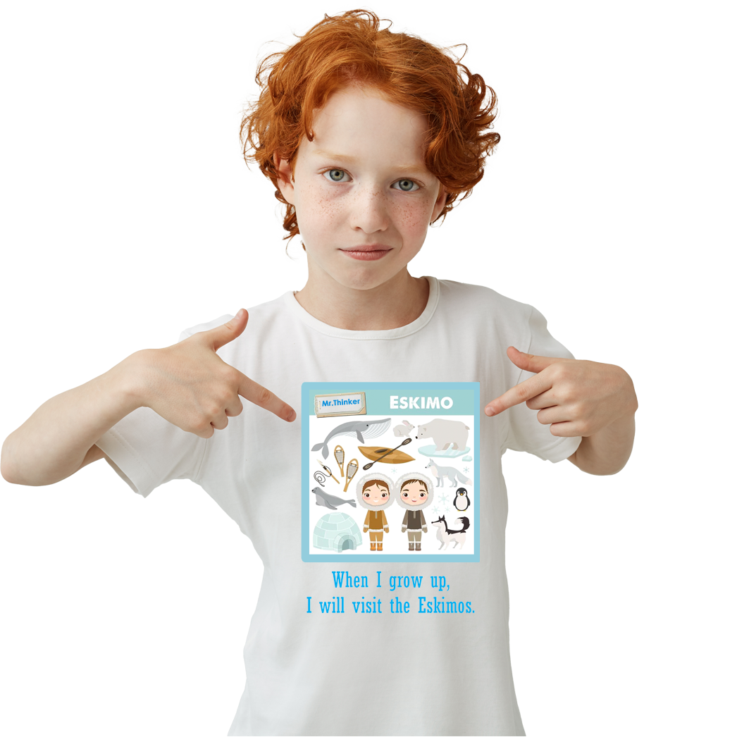 Çocuk T-shirt Beyaz 'Eskimo' Baskılı