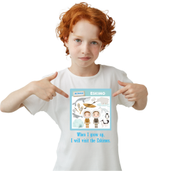 Çocuk T-shirt Beyaz 'Eskimo' Baskılı