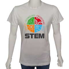 Unisex T-shirt Beyaz 'Bilim Kulübü / STEM1' Baskılı