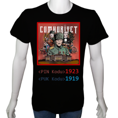 Unisex T-shirt Siyah 'Atatürk/Cumhuriyet' 2Baskılı