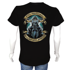 Unisex T-shirt Siyah 'Moto / Moto11' 2Baskılı