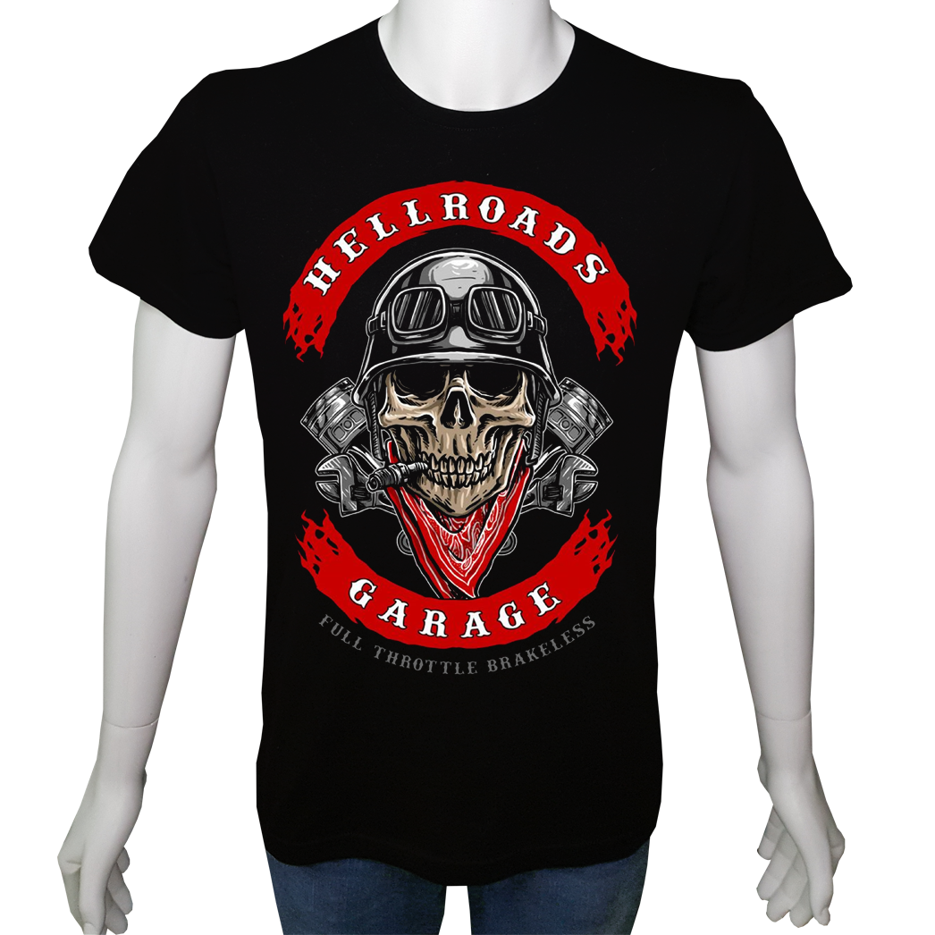Unisex T-shirt Siyah 'Moto / Moto11' 2Baskılı