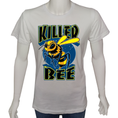 Unisex T-shirt Beyaz 'PopArt / Katil Arı' Baskılı