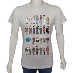 Unisex T-shirt Beyaz 'Ünlüler / Bilim İnsanları1' Baskılı