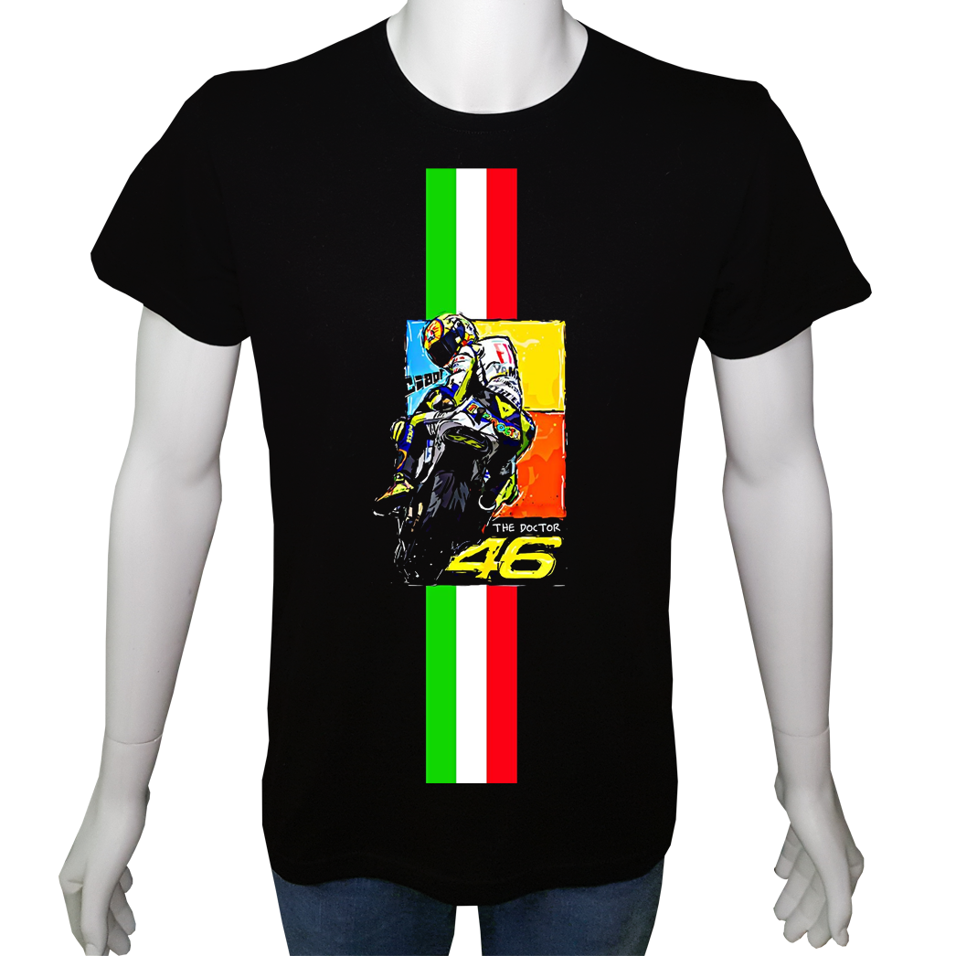 Unisex T-shirt Siyah 'Moto / Racing Moto5' 2Baskılı