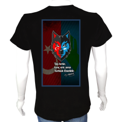 Unisex T-shirt Siyah 'Atatürk/Başbuğ2' 2Baskılı