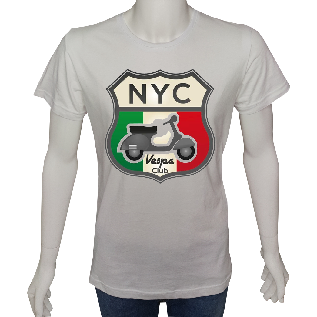 Unisex T-shirt Beyaz 'Moto / Scooter4' Baskılı