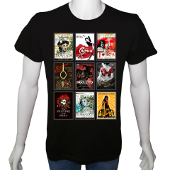 Unisex T-shirt Siyah 'Müzik/Opera2' Baskılı