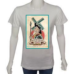 Unisex T-shirt Beyaz 'Ünlüler / Don Kişot1' Baskılı