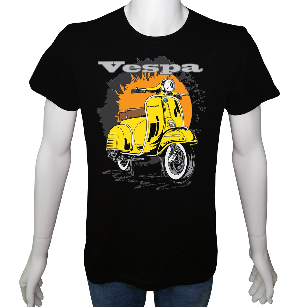 Unisex T-shirt Siyah 'Moto / Scooter5' Baskılı