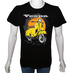 Unisex T-shirt Siyah 'Moto / Scooter5' Baskılı