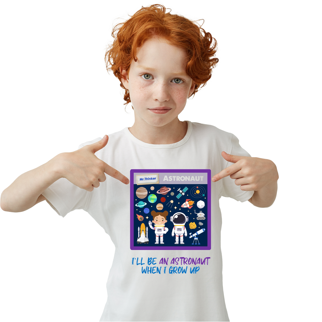 Çocuk T-shirt Beyaz 'Astronot' Baskılı