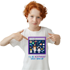 Çocuk T-shirt Beyaz 'Astronot' Baskılı
