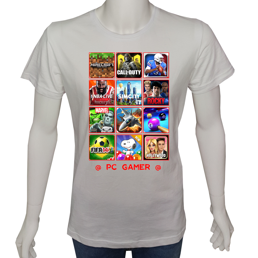 Unisex T-shirt Beyaz 'PC Oyuncu/PC Oyuncu1' Baskılı